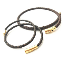 Load image into Gallery viewer, Braided Leather Bracelet- VINTAGE BROWN