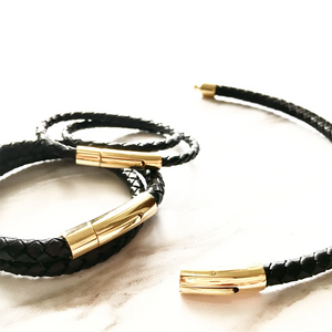 Braided Leather Bracelet - BLACK