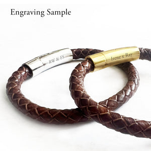 Braided Leather Bracelet - BROWN