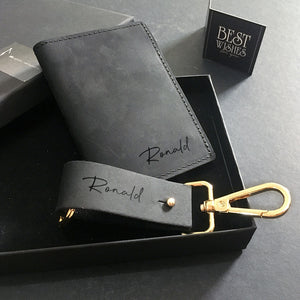 For Him Set C - Stylish Keychain + L-Fold Card Wallet