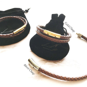 Braided Leather Bracelet - BROWN