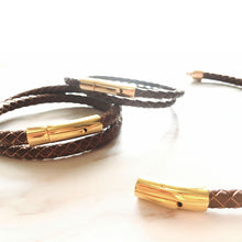 Load image into Gallery viewer, Braided Leather Bracelet - BROWN