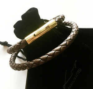 Braided Leather Bracelet- VINTAGE BROWN