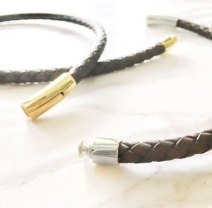 Braided Leather Bracelet- VINTAGE BROWN